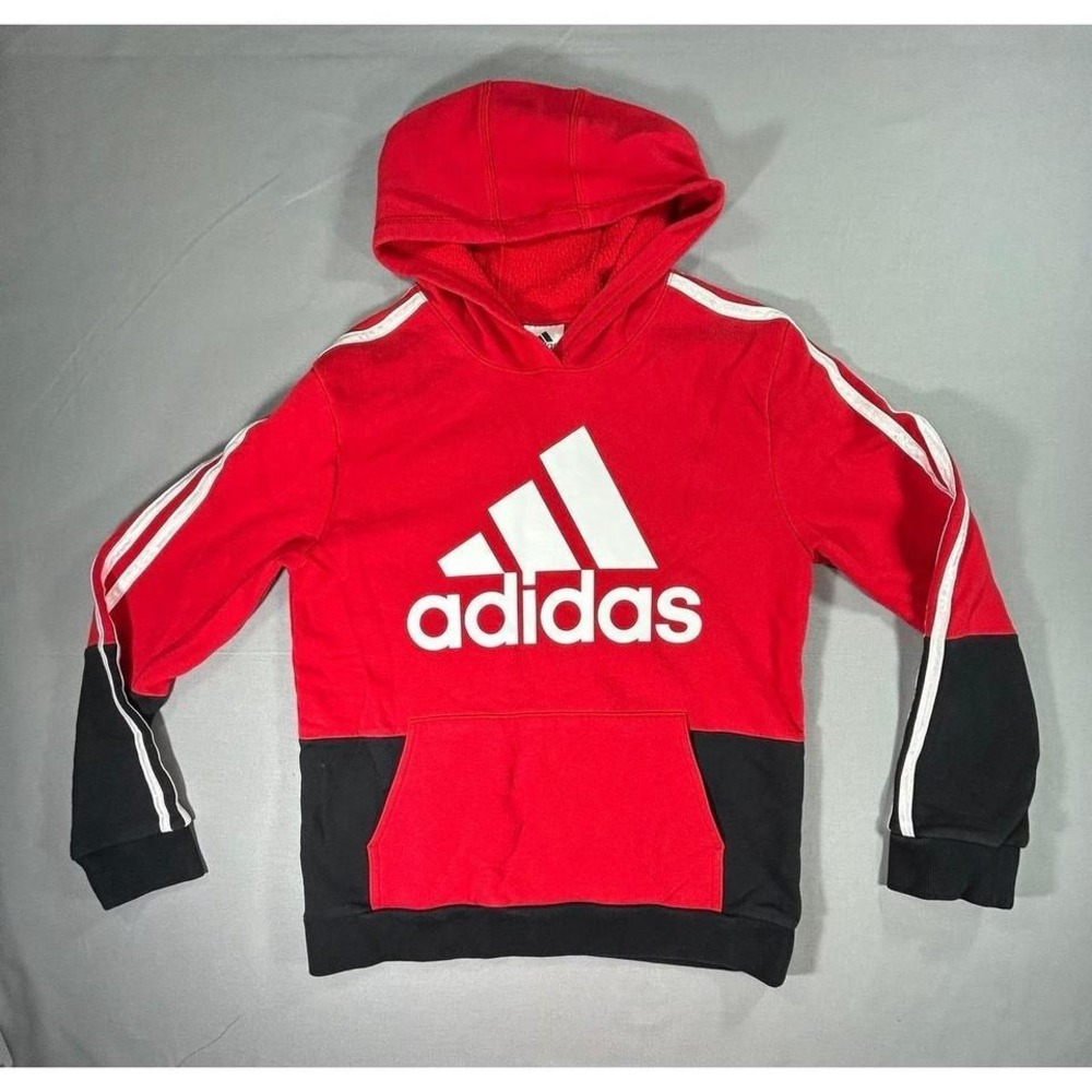 Adidas Hoodie Sweatshirt Red and Black Youth Large